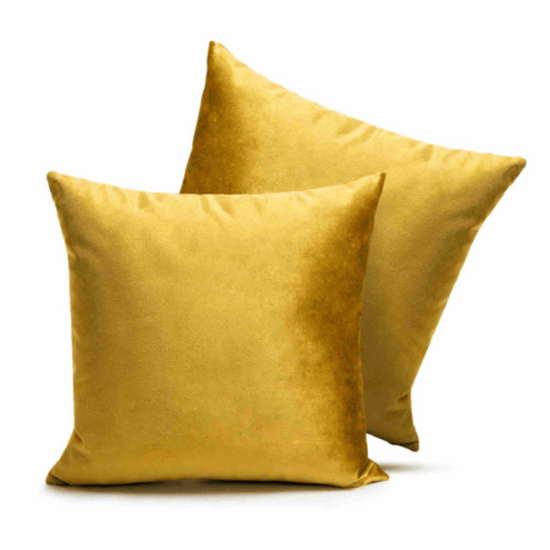 Ảnh của Bộ 2 vỏ gối vuông trơn - Vỏ gối cho phòng ngủ, ghế sofa - Vỏ gối trang trí màu vàng 18'' - VNUSHKVG00066