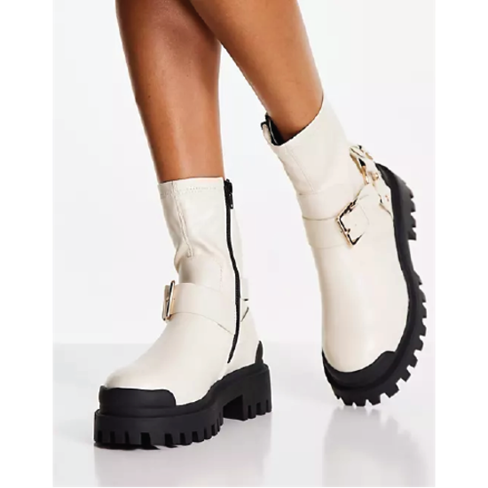 Picture of ASOS lace-up white leather boots