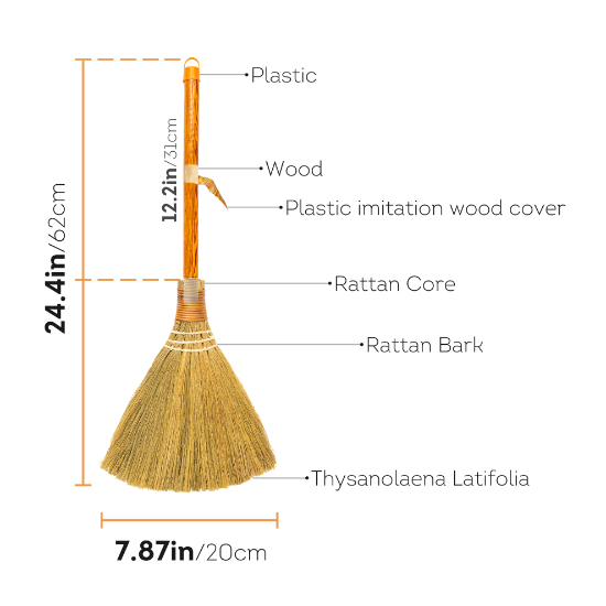 Ảnh của Chổi bông tự nhiên có thể tháo cán dài 69 cm nguyên liệu tự nhiên - HNC.AM-0053