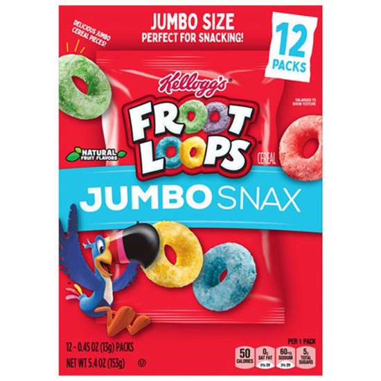 Ảnh của Ngũ cốc ăn vặt Kellogg's Froot Loops Jumbo Snax, Original, 5.4oz