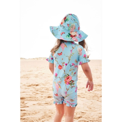 Ảnh của Đồ bơi liền thân bé gái kèm mũ chống nắng màu xanh vintage