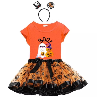 Ảnh của Bộ váy bé gái Halloween Cosplay Boo Ghost và Bí ngô: áo phông và váy Tutu cùng phụ kiện