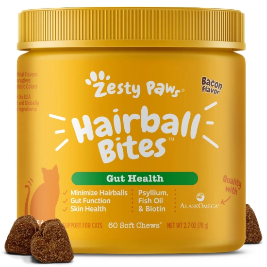 Ảnh của Zesty Paws Hairball Bites™ cho mèo, Vị cá hồi, 60 viên